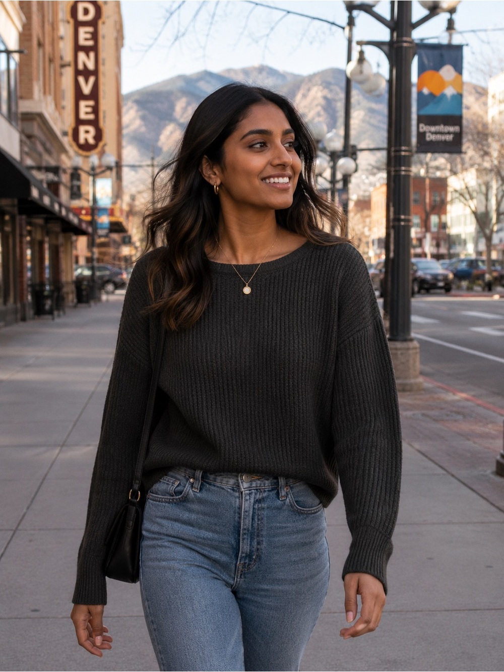 Mudd Charcoal Ribbed Crewneck Sweater